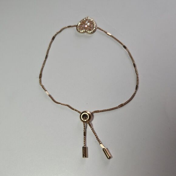 Fossil Lane Heart Rose Gold-Tone Steel Bracelet - "P" - Picture 12 of 14